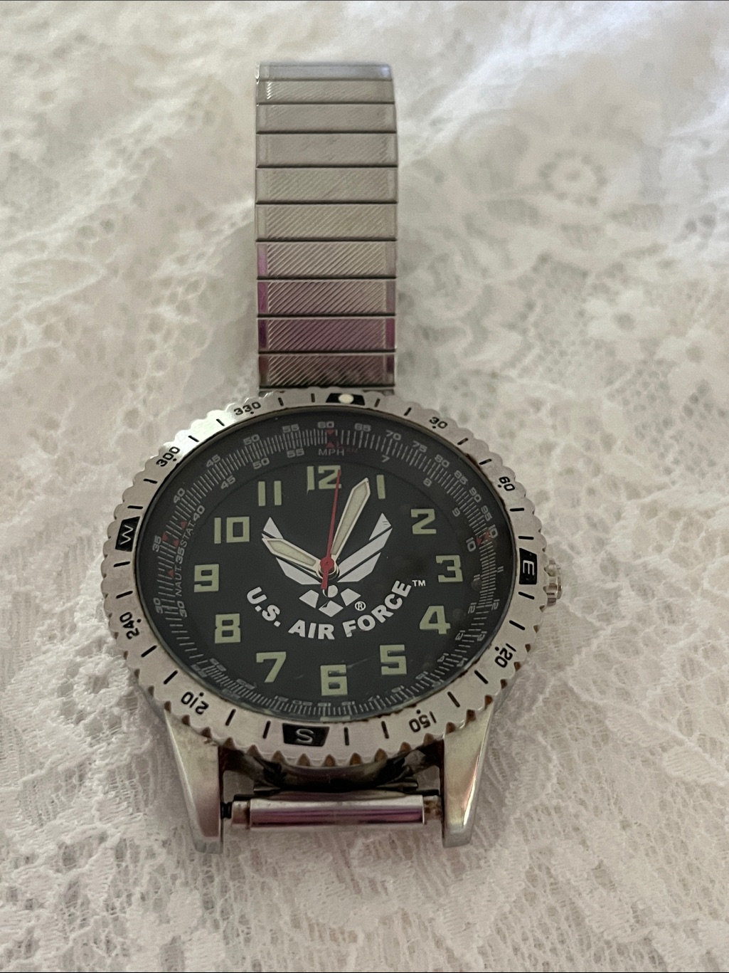 Mens Stainless Steel Watch  Black Dial